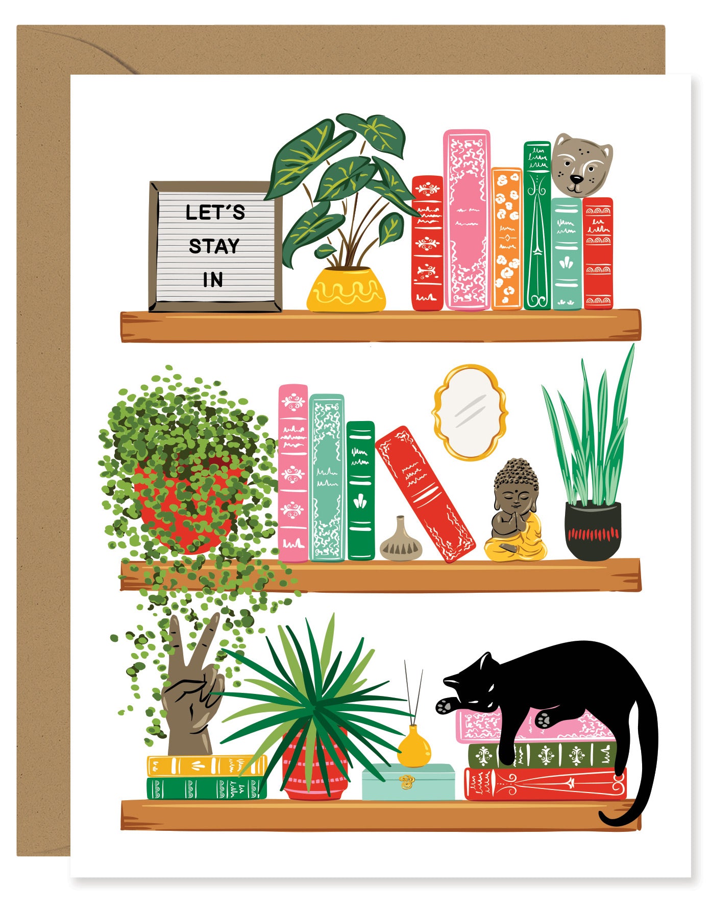 BOOK SHELVES NOTE CARD