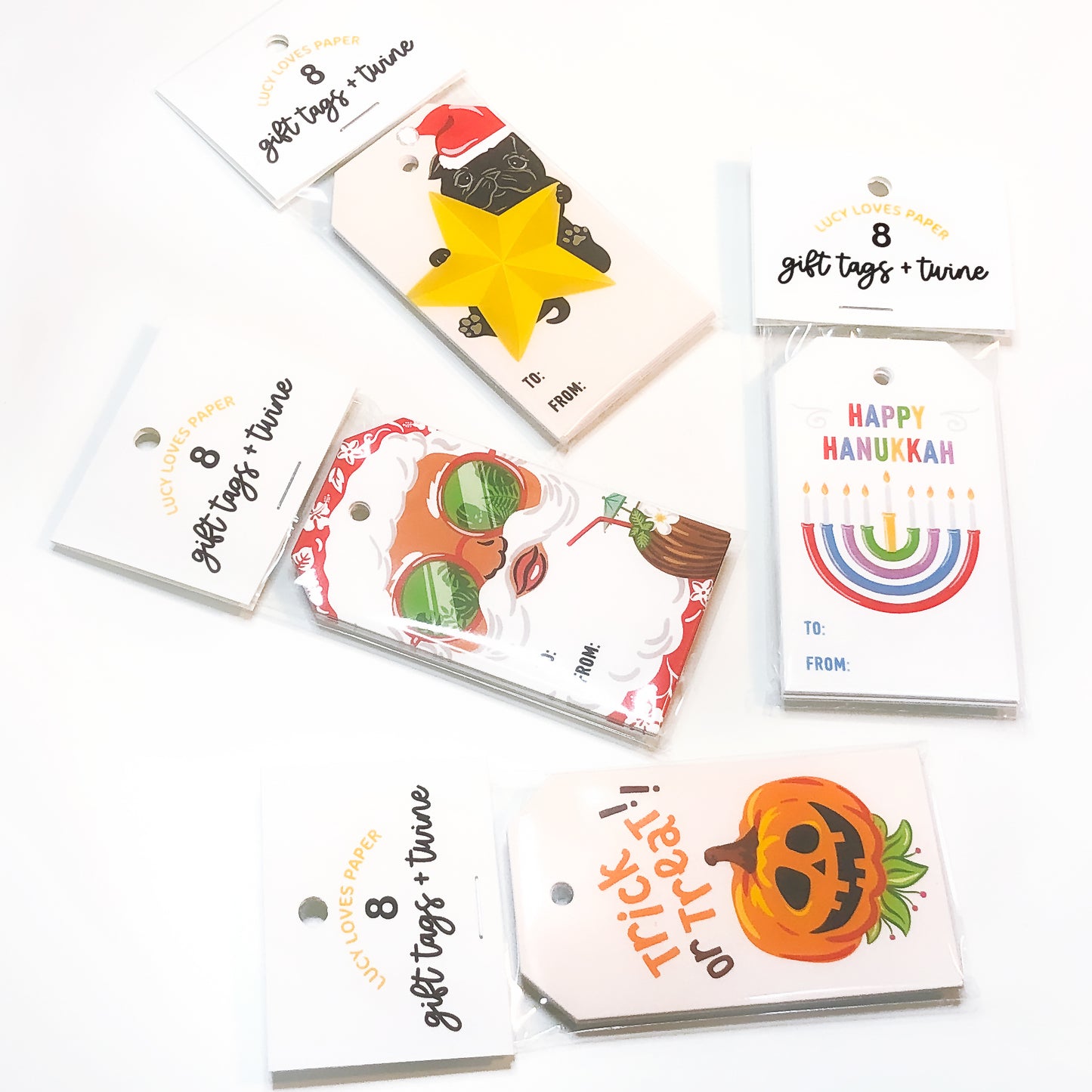 TROPICAL SANTA GIFT TAG SET