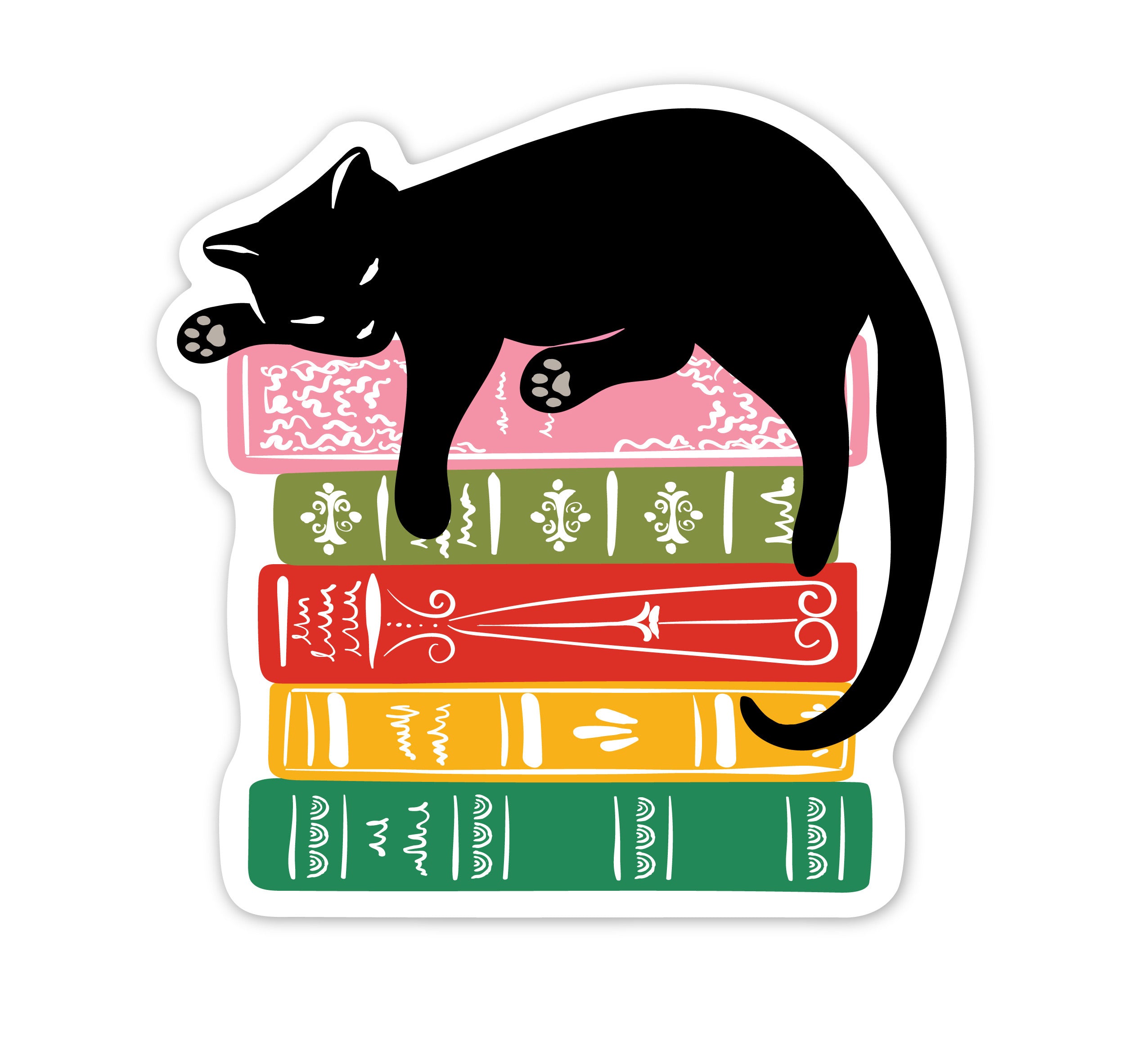 Black Cat Books Kiss-cut Stickers, Black Cat Stickers, Book and
