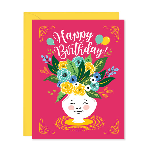 HAPPY FLOWER POT BIRTHDAY CARD