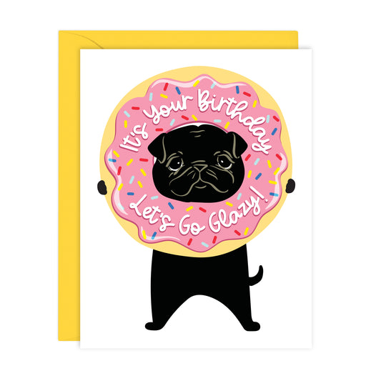 PUG & DONUT PUNNY BIRTHDAY CARD