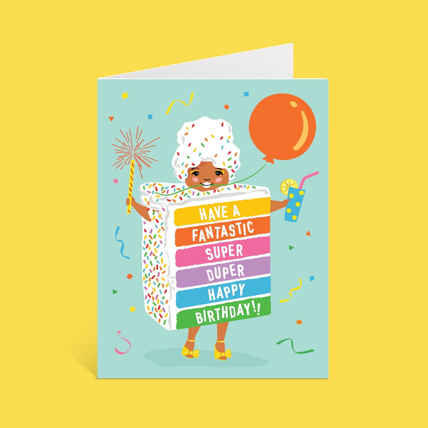 RAINBOW CAKE GIRL BIRTHDAY CARD