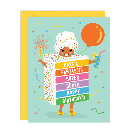 RAINBOW CAKE GIRL BIRTHDAY CARD