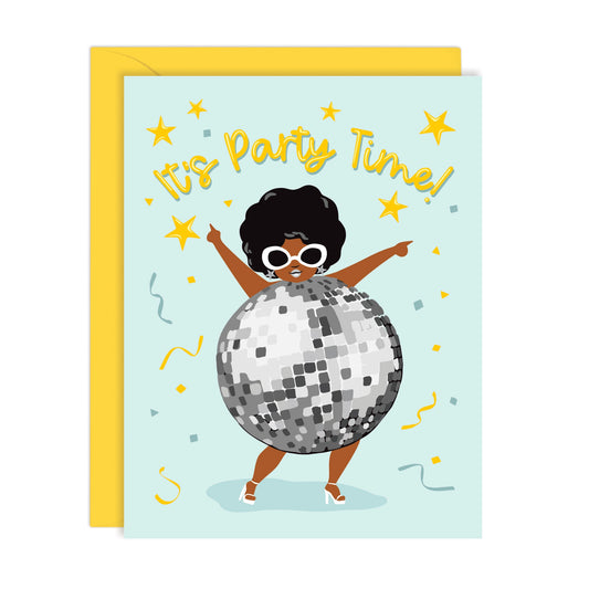 DISCO BALL LADY BIRTHDAY CARD