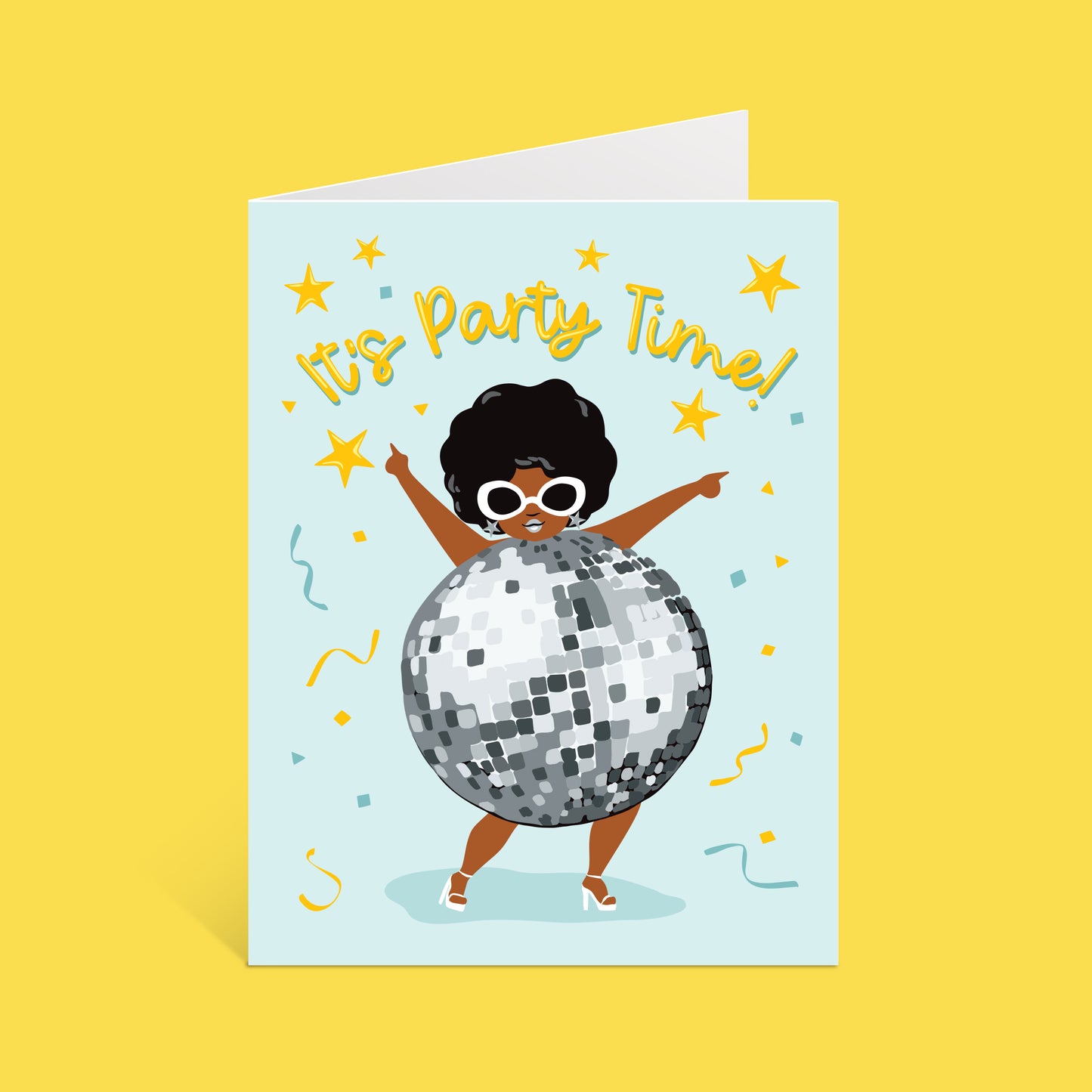 DISCO BALL LADY BIRTHDAY CARD