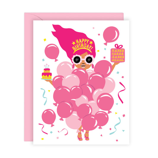 PINK BALLOON LADY BIRTHDAY