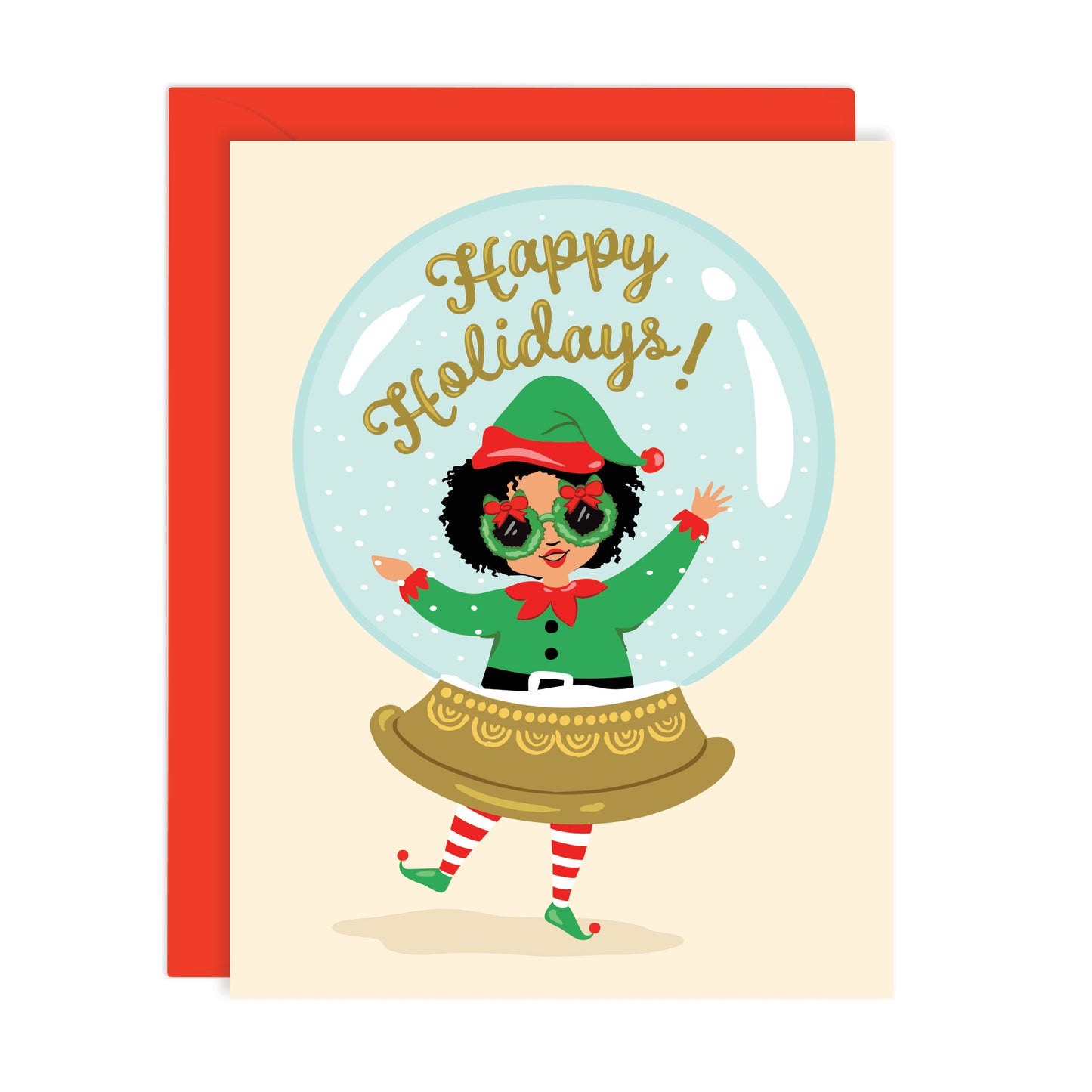 BOX SET | SNOW GLOBE ELF HOLIDAY CARD