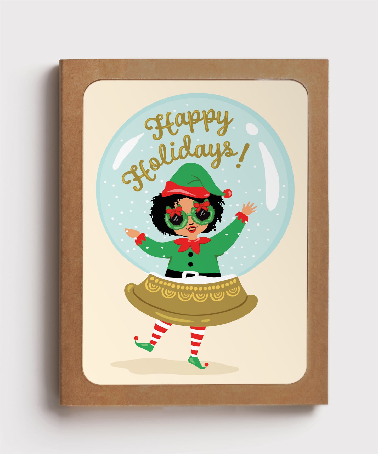 BOX SET | SNOW GLOBE ELF HOLIDAY CARD