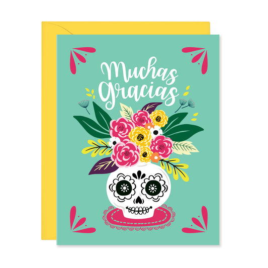 MUCHAS GRACIAS SUGAR SKULL CARD