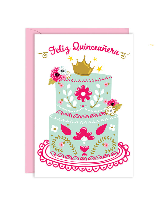 QUINCEAÑERA CAKE ENCLOSURE CARD