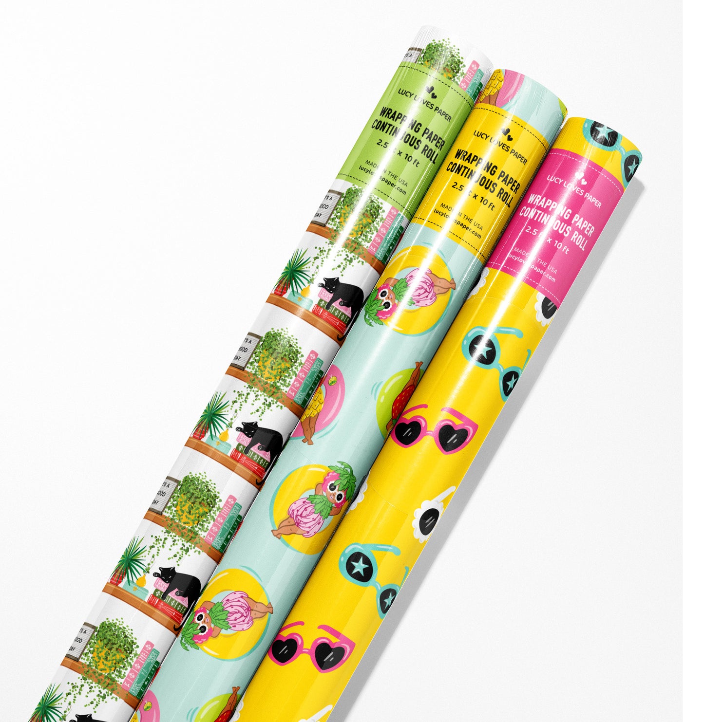 CAT BOOKSHELF WRAPPING PAPER