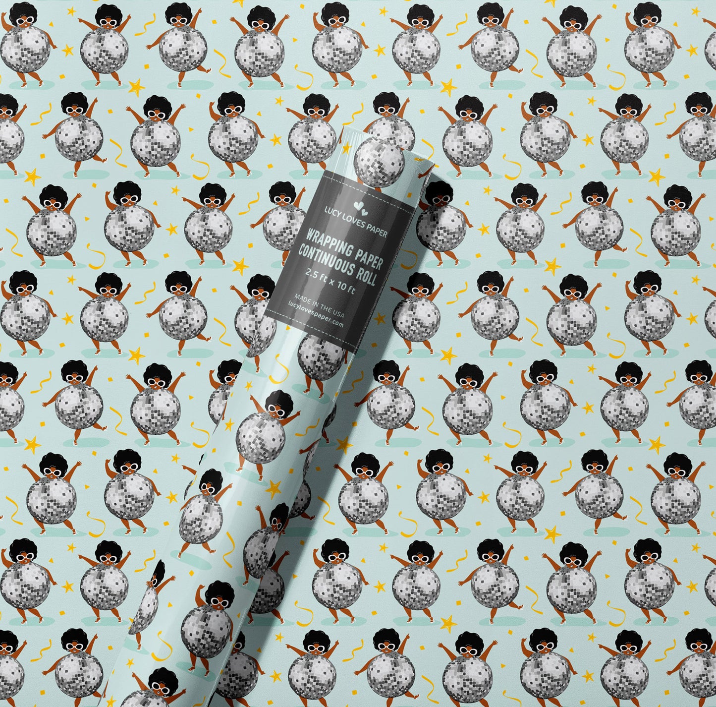 DISCO BALL GIRL WRAPPING PAPER ROLL