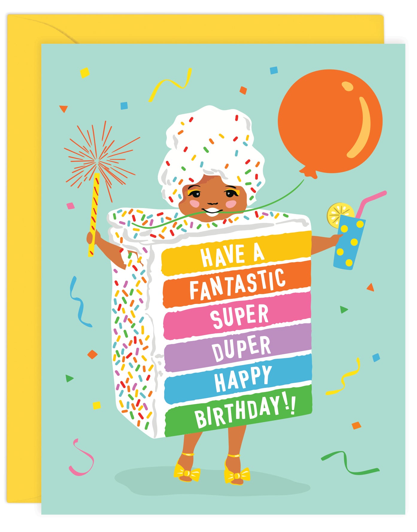 RAINBOW CAKE GIRL BIRTHDAY CARD