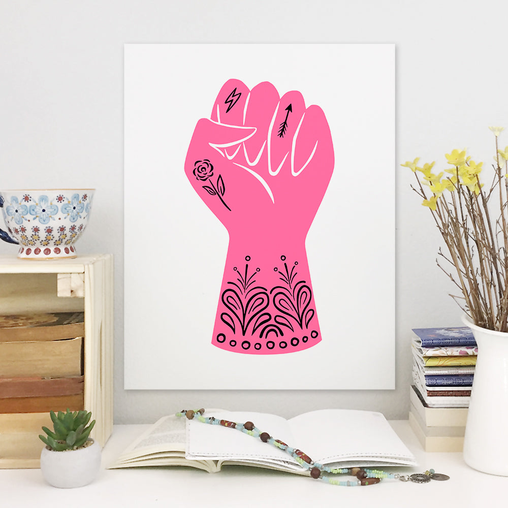 Power Fist Art Print in Pink