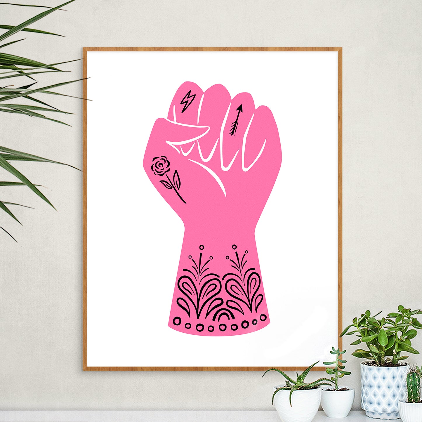 Power Fist Art Print in Pink