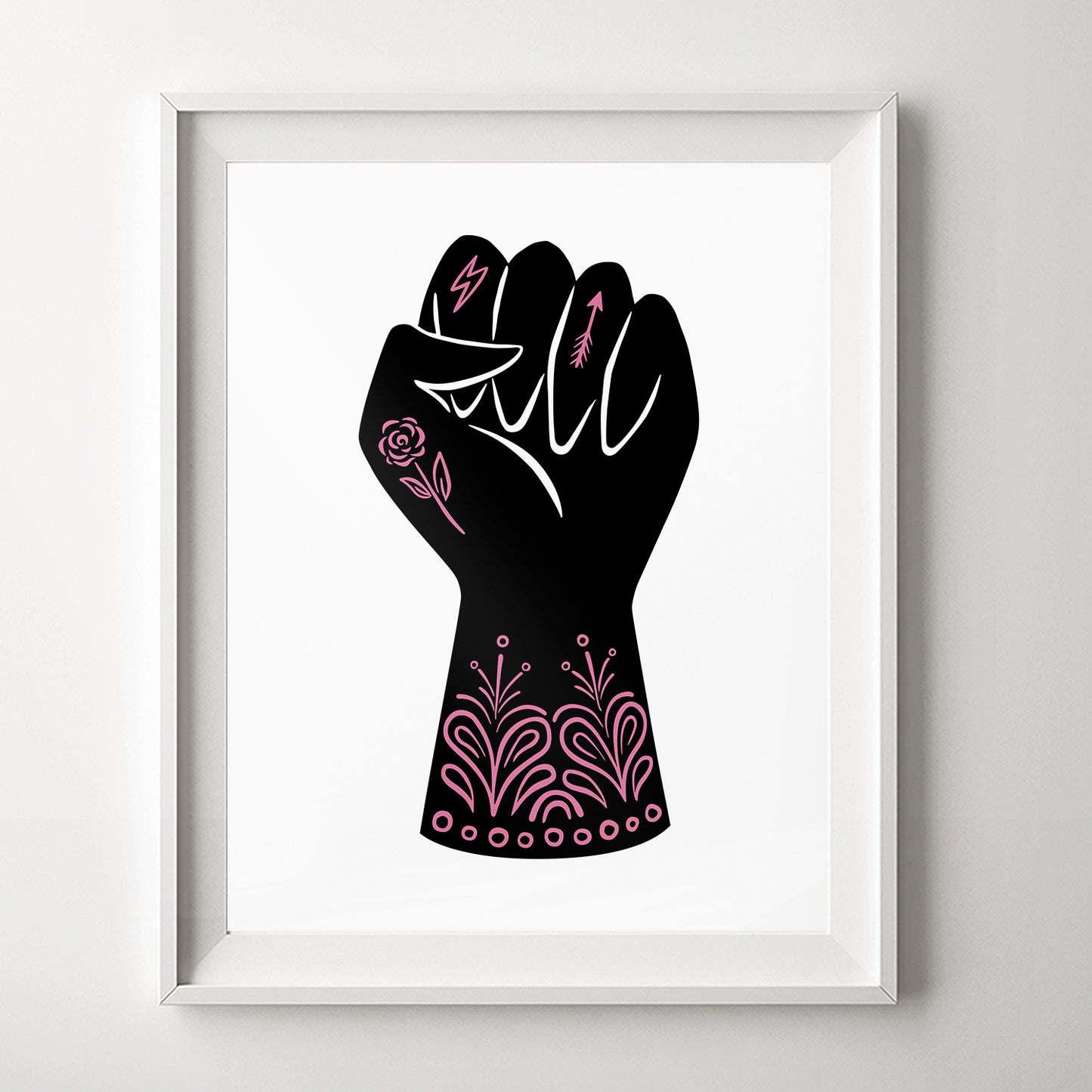 Power Fist Art Print in Black/Pink