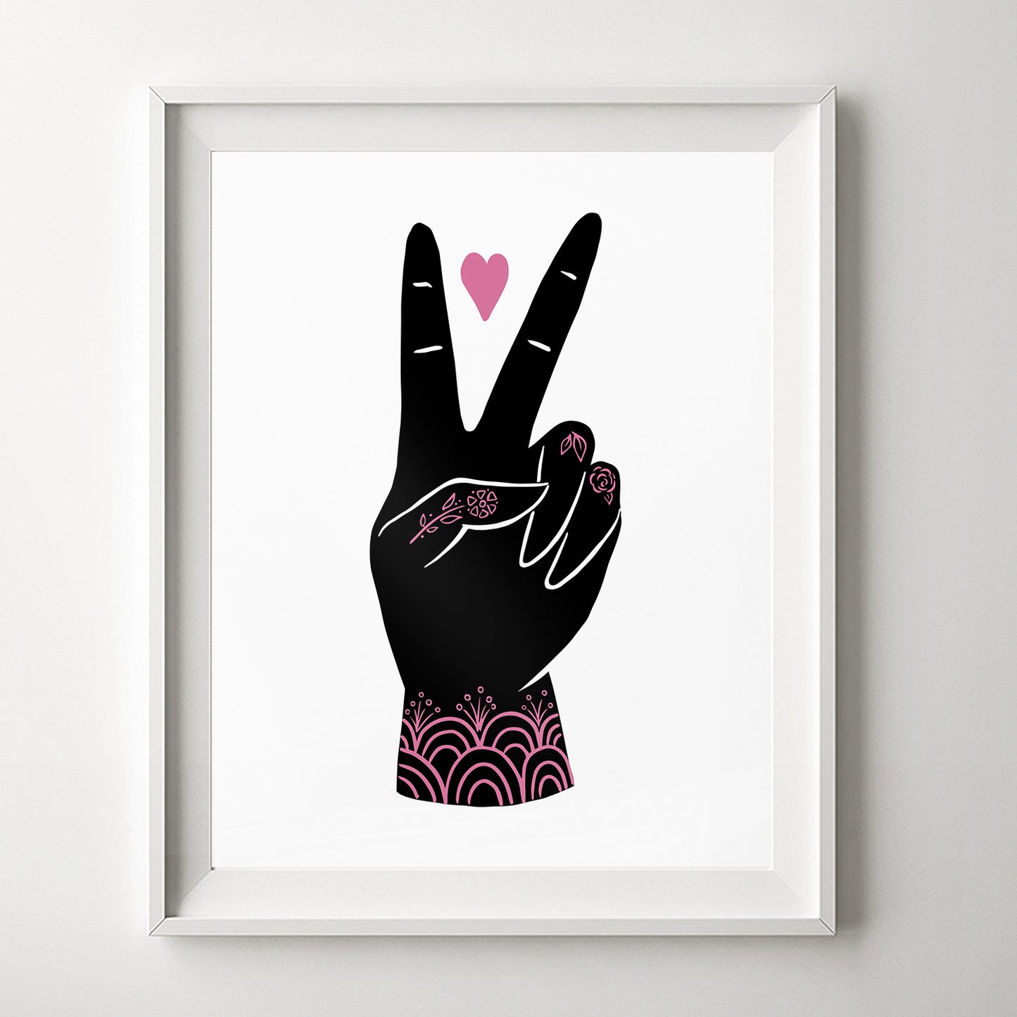 Peace & Love Art Print - Black/Pink