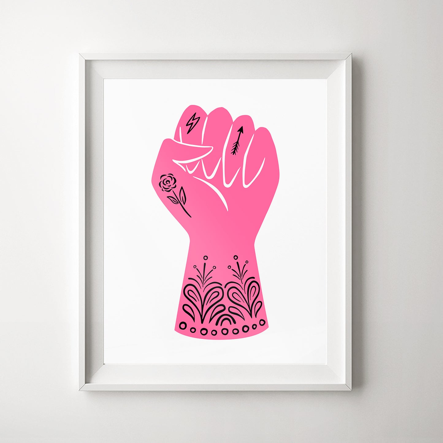 Power Fist Art Print in Pink