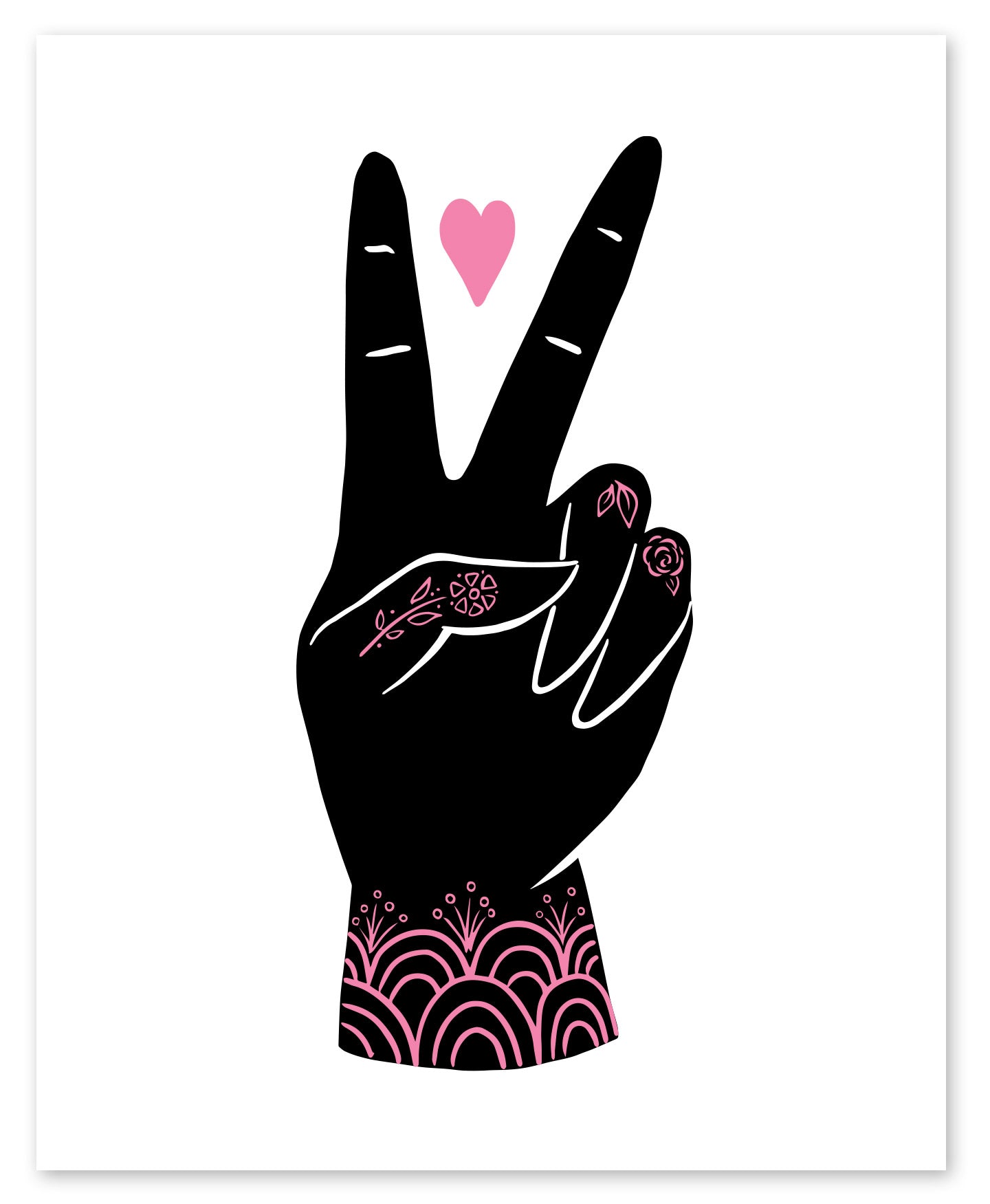 Peace & Love Art Print - Black/Pink