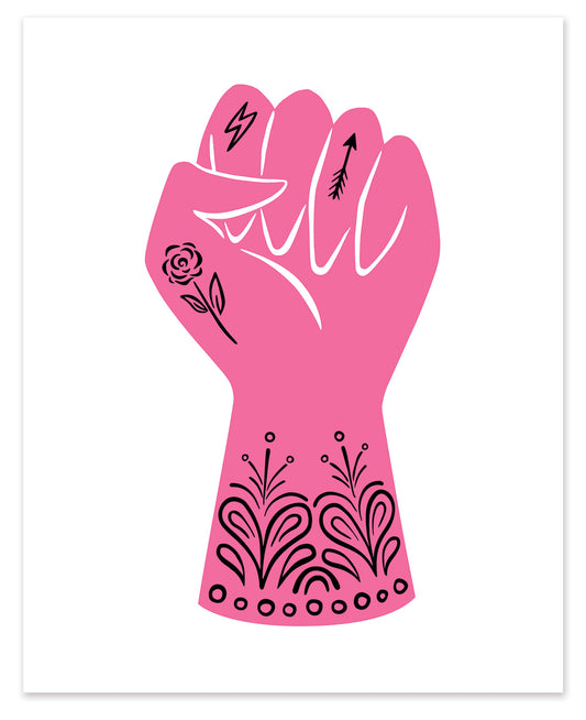 Power Fist Art Print in Pink