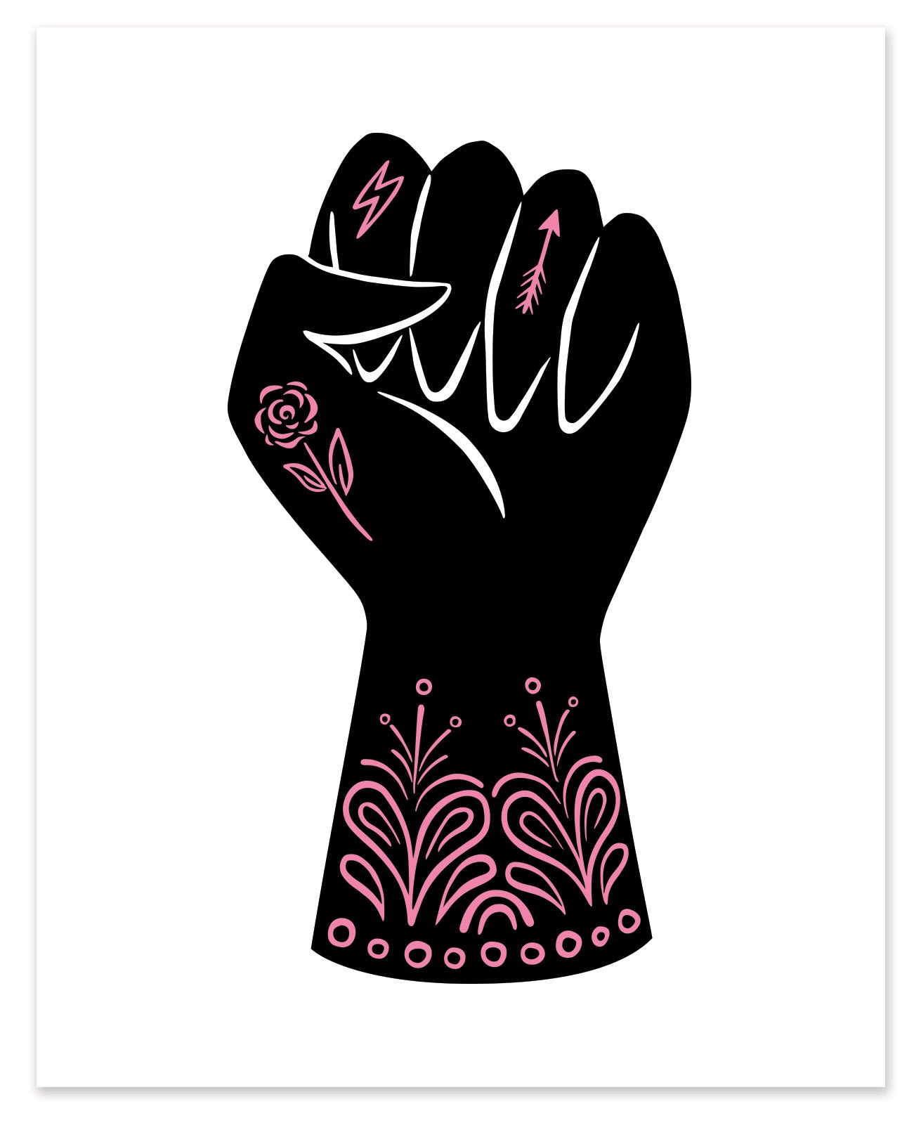 Power Fist Art Print in Black/Pink